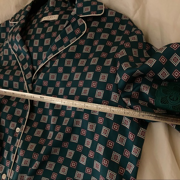 Donated | Sandro | Emerald Green Tile-print Satin Blouse - Picture 6 of 6